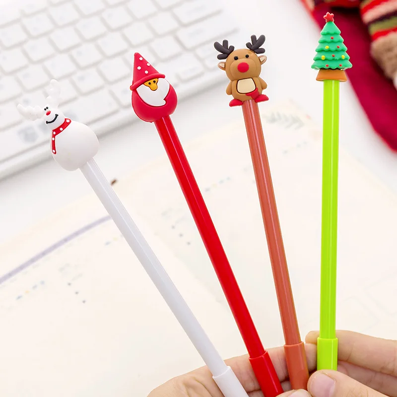 

4pcs/lot Cute Kawaii Santa Claus Gel Pens Creative Christmas Pen 0.5mm for Kids Christmas Gift School Stationery Gifts wholesale