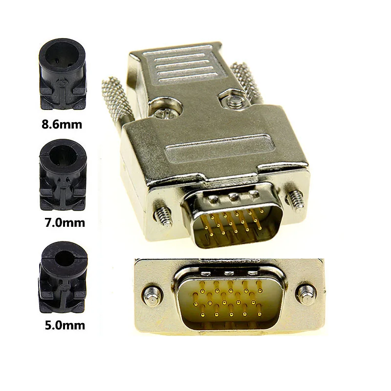 

DB15 Connector VGA Connector Type 3 rows DB 15 Pin Port Adapter Female And Male Pure Copper Screw Installation + Shell DP15