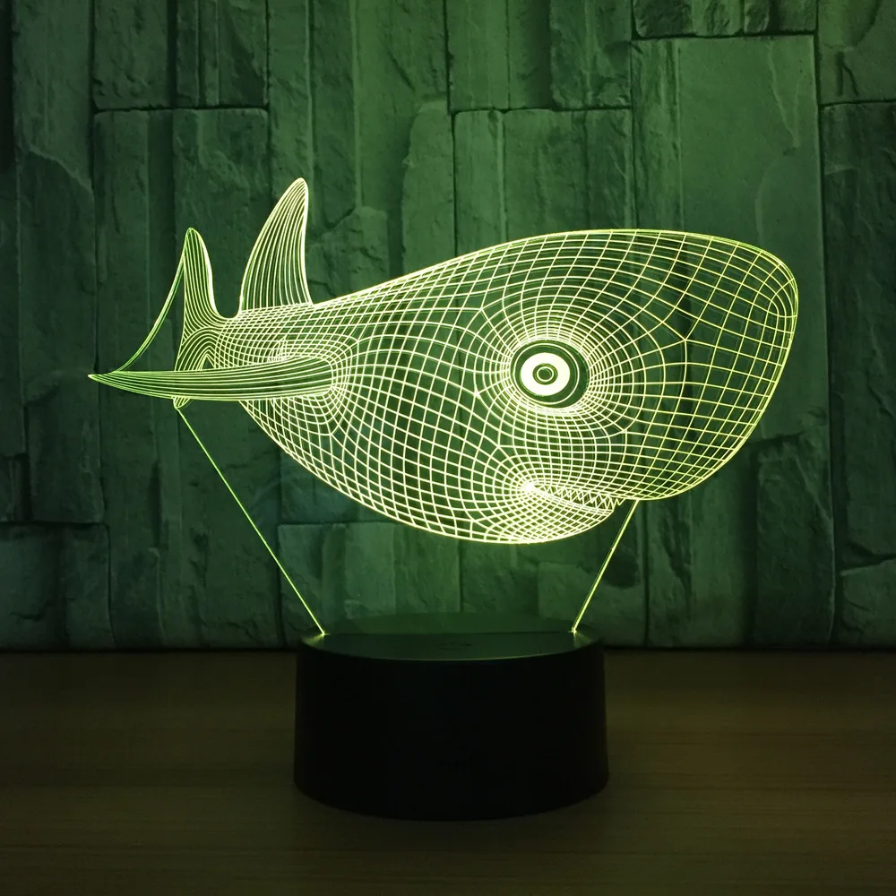 3D Акула ночник 7 цветов визуальный светодиодный настольный светильник окружающий свет подарки на день рождения 803