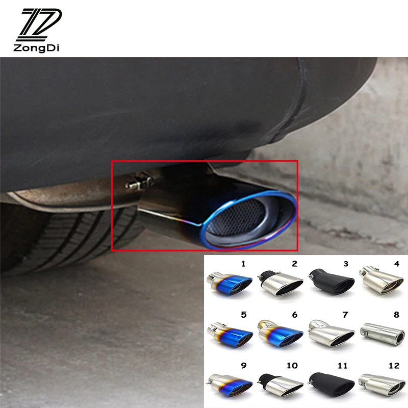 

ZD Universal Car Auto Round Exhaust Muffler Tip Stainless Steel Pipe Chrome Trim Modified Car Rear Tail Throat Exhause Liner