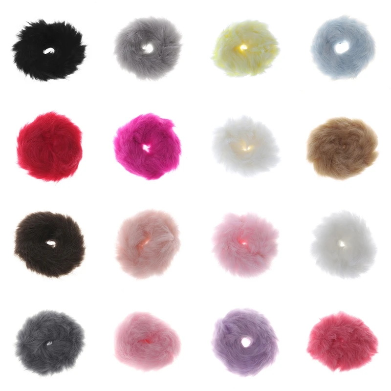 

Girl Hair Band Artificial Faux Fur Rubber Elastic Ring Rope Fluffy Tie Scrunchie