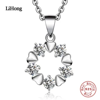 

New Design 925 Sterling Silver necklace Love Heart Pendant chain Luxury Brand For woman Jewelry