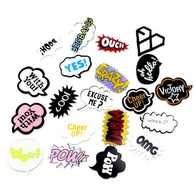 Fashion Creative Cartoon Cool Letters Design Acrylic Badges Pins For