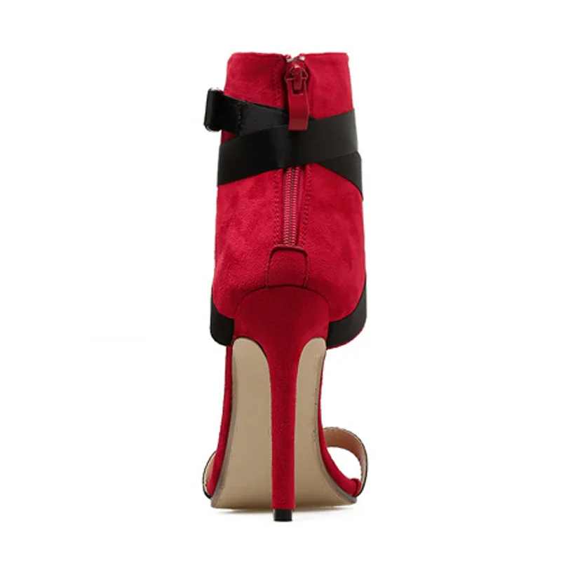 Red Black Patchwork Gladiator Women Sandals Lace Up Shoes Ladies Cross-tie High Heel Women Sandals Sexy Women Shoes Scarpe Donna