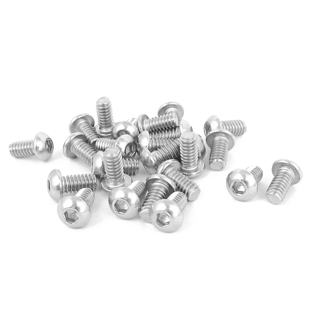 

Promotions! 50pcs 304 Stainless Steel 1/4 Inch-20x1/2 Inch Hex Socket Button Head Bolts Screws 6mm x 12mm Hex Socket button head
