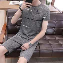 Summer Men Pajama Set Homewear Short Sleeve Shirts Elastic Waist Shorts Fitness Casual Loose Sleepwear Suit Male Cloth Sports Summer Men Pajama Set Homewear Short Sleeve Shirts Elastic Waist Shorts Fitness Casual Loose Sleepwear Suit Male Cloth Sports