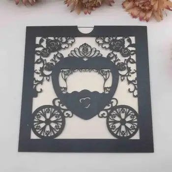 

30pcs/lot Black Laser Cut Wedding Card Pocket Design Wedding Invitations Engagement Wedding Party Invitations Decorations
