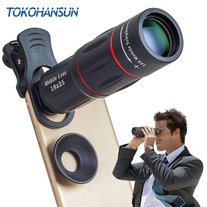 TOKOHANSUN الهاتف كاميرا عدسة 18X تلسكوب تليفوتوغرافي عدسة 18x25 أحادي ل فون سامسونج الروبوت Ios الهواتف الذكية TOKOHANSUN الهاتف كاميرا عدسة 18X تلسكوب تليفوتوغرافي عدسة 18x25 أحادي ل فون سامسونج الروبوت Ios الهواتف الذكية