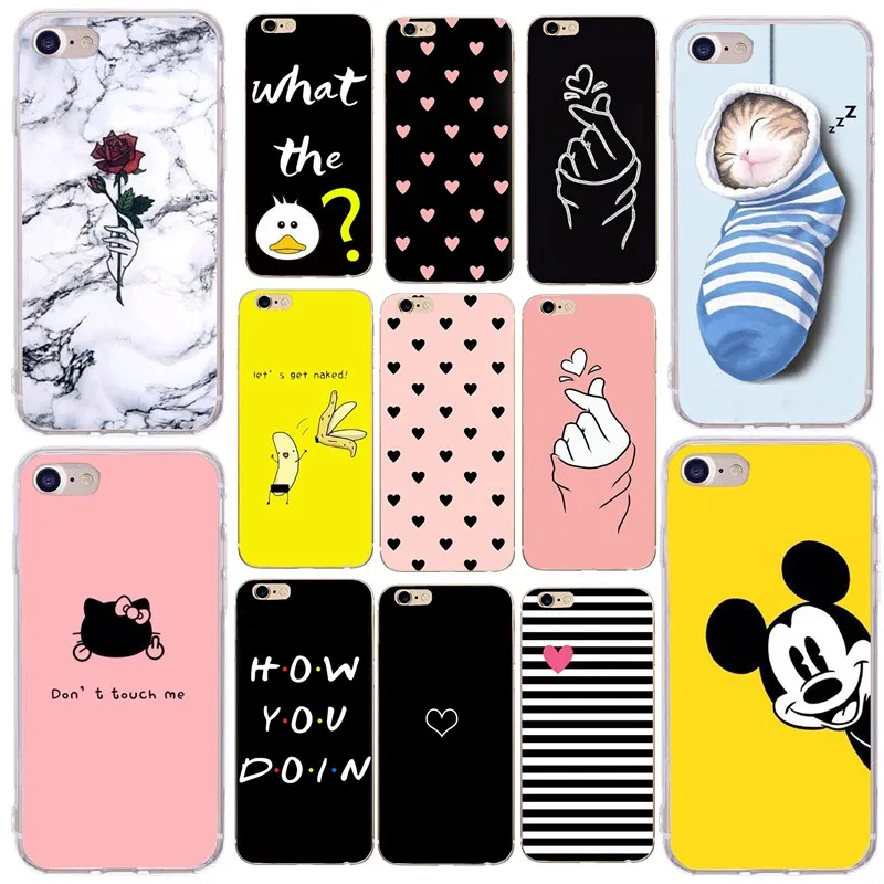 

Silicone Cartoon Case For iphone 6s 6 7 8 plus x 10 xs max 5s 5 5se Soft Ultra Thin Capa Marble Cat Letter Cover For iphone xr