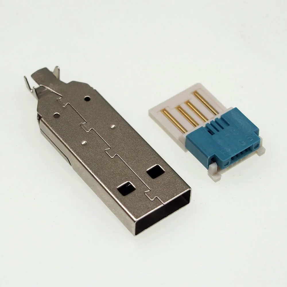 25 комплектов 2 в 1 USB штекер с металлическим корпусом корпус без пайки пресс-провод тип длинный тип