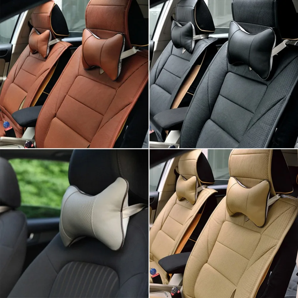 

4 Colors Car Seat Headrest Pad Durable Foam Leather Head Neck Rest Cushion Pillow