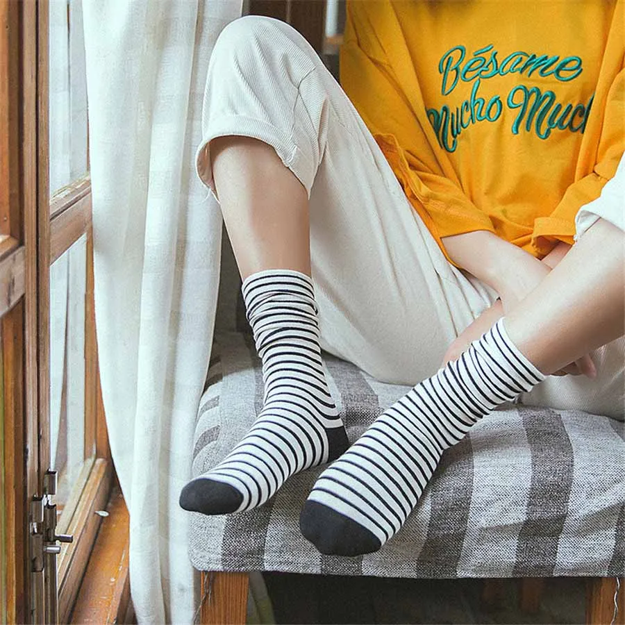 1 Pair Women Socks New Autumn Winter Japanese Fashion Harajuku Colorful Striped Socks Medias Cotton Thick Warm Long Funny Socks support socks for women