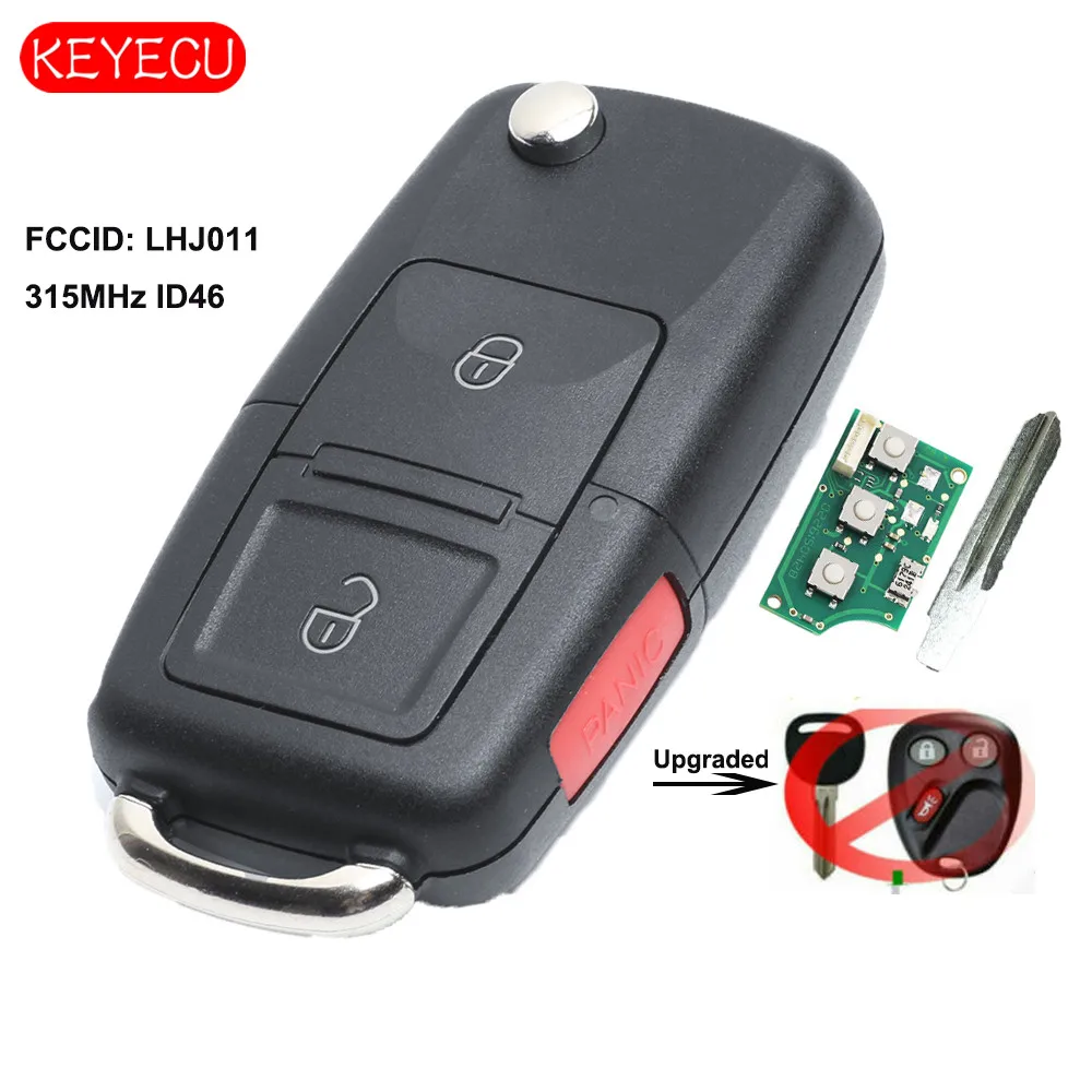

Keyecu Upgraded Flip Remote Key 315MHz ID46 Chip FOB for Chevrolet Cadillac Escalade 2003-2006 FCCID: LHJ011