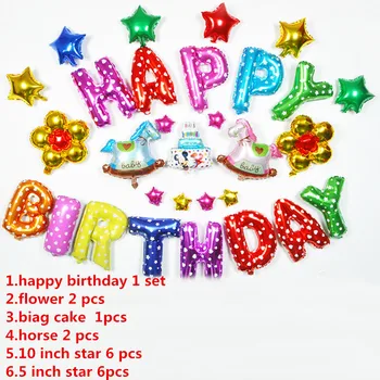 

New Baby Happy Birthday Theme Party Decoration Combination Suit Balloons Baby Shower Air Balls For Kids Princess Birthday