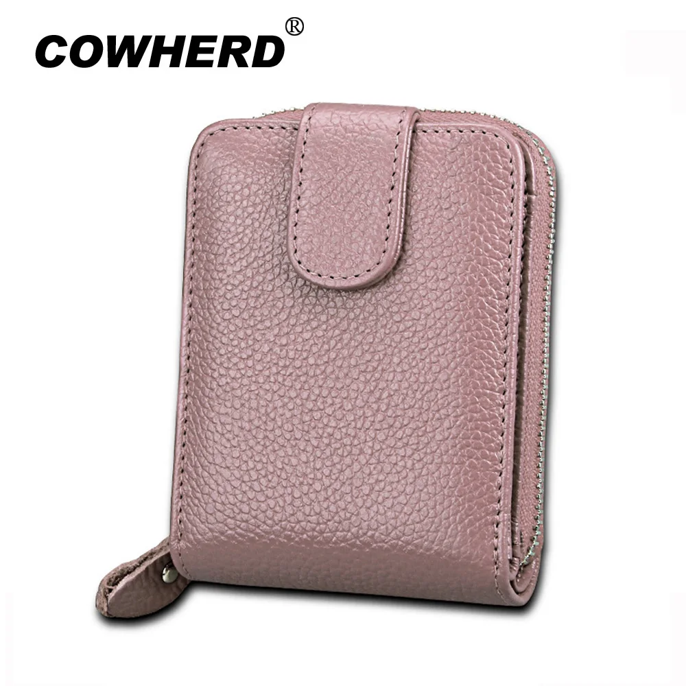 Unisex Card Holders Wallet Head Layer Cow Leather Male Business RFID