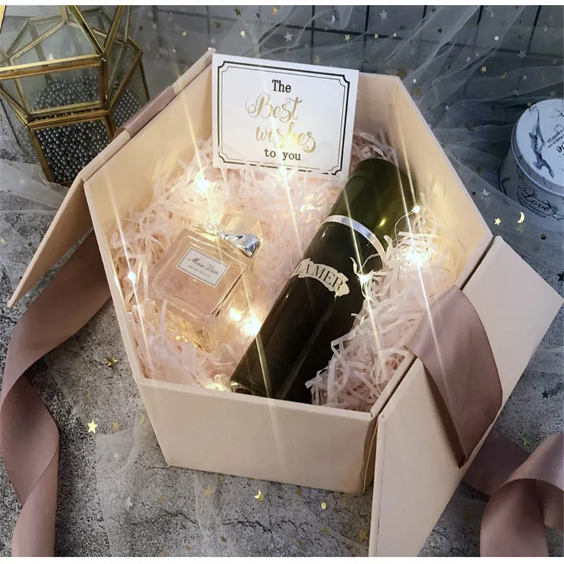 Ins шестиугольная Подарочная коробка, подарочные коробки для рук, флип-топ, коробки для цветов вечная жизнь, косметика, помада, Подарочная коробка, Нежная Милая