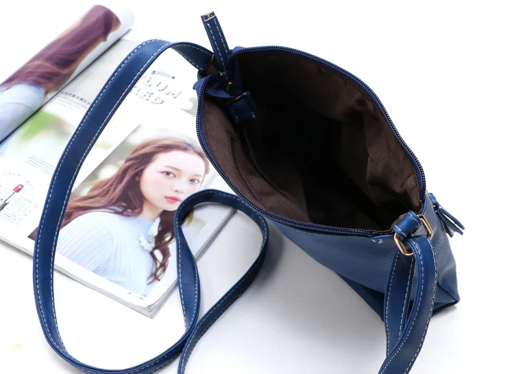 MJ Leather Messenger Bag Casual Women's Over-the-Shoulder Bags Brand Design Small PU Female Bags Crossbody Bucket Bag for Girls (36)