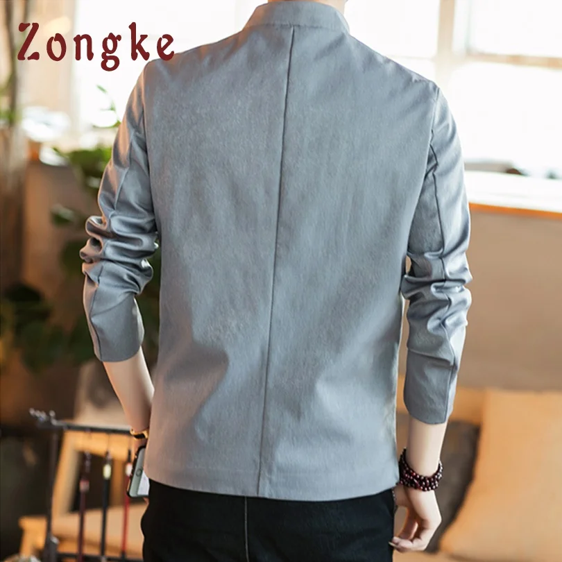 Zongke/Льняная мужская куртка в китайском стиле с вышивкой дракона, уличная одежда, куртка-бомбер, мужская куртка в стиле хип-хоп, Пальто 4XL