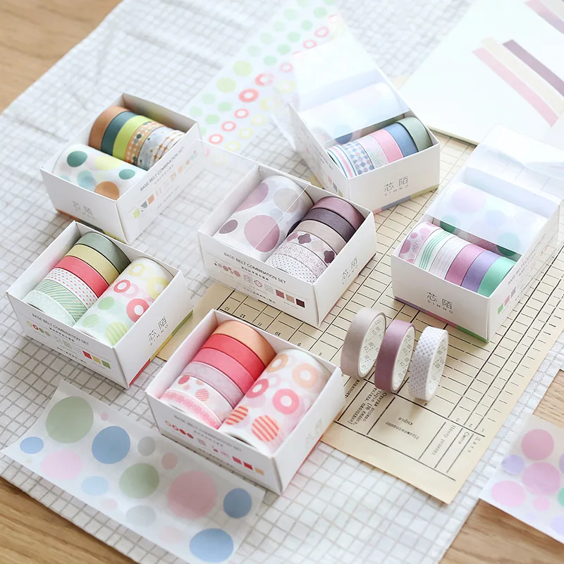 

Coloffice (6+1)7Rolles/Set Colorful Geometry Design Masking Tape Sticker Washi Tape Adhesive Tape DIY Scrapbooking Sticker