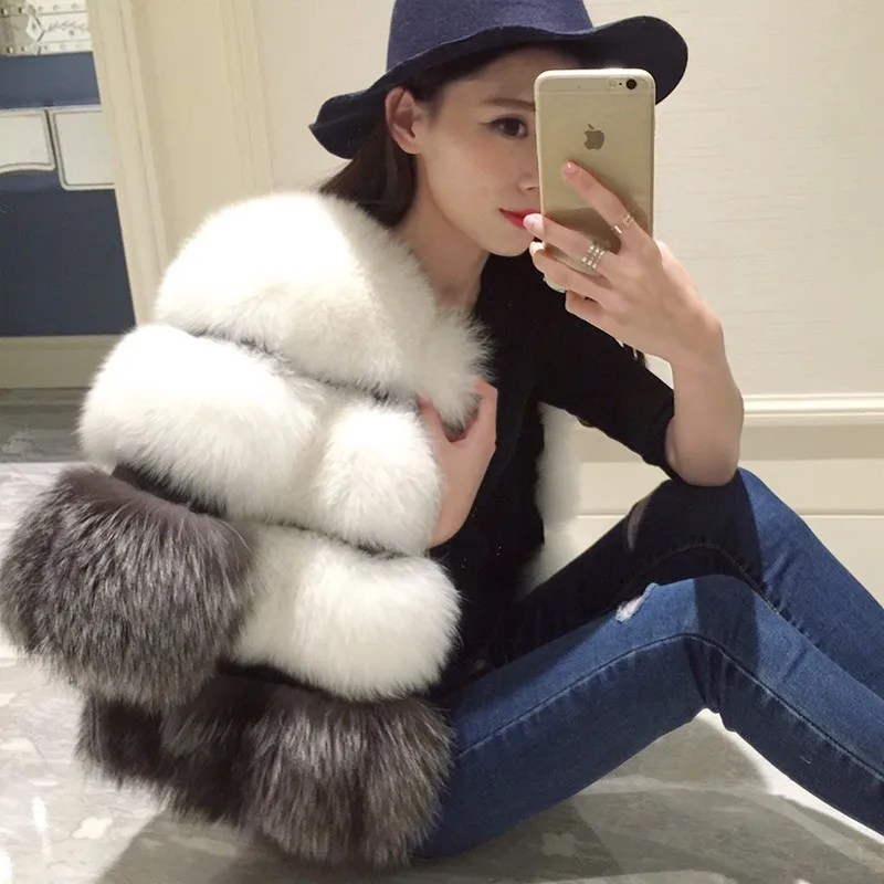 

New fashion brand hit color faux fur coats female Thicker warm Fox Fur coat мех great quality plus size fox fur coats wq2136