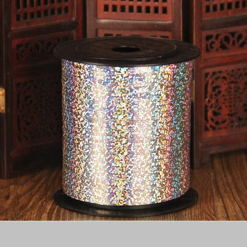 Воздушные шары ленты лента-лазер для вечерние украшения подарки на день рождения DIY упаковка свадебные украшения фольги атласные ленты аксессуары - Цвет: Silver 5mmX250Yard