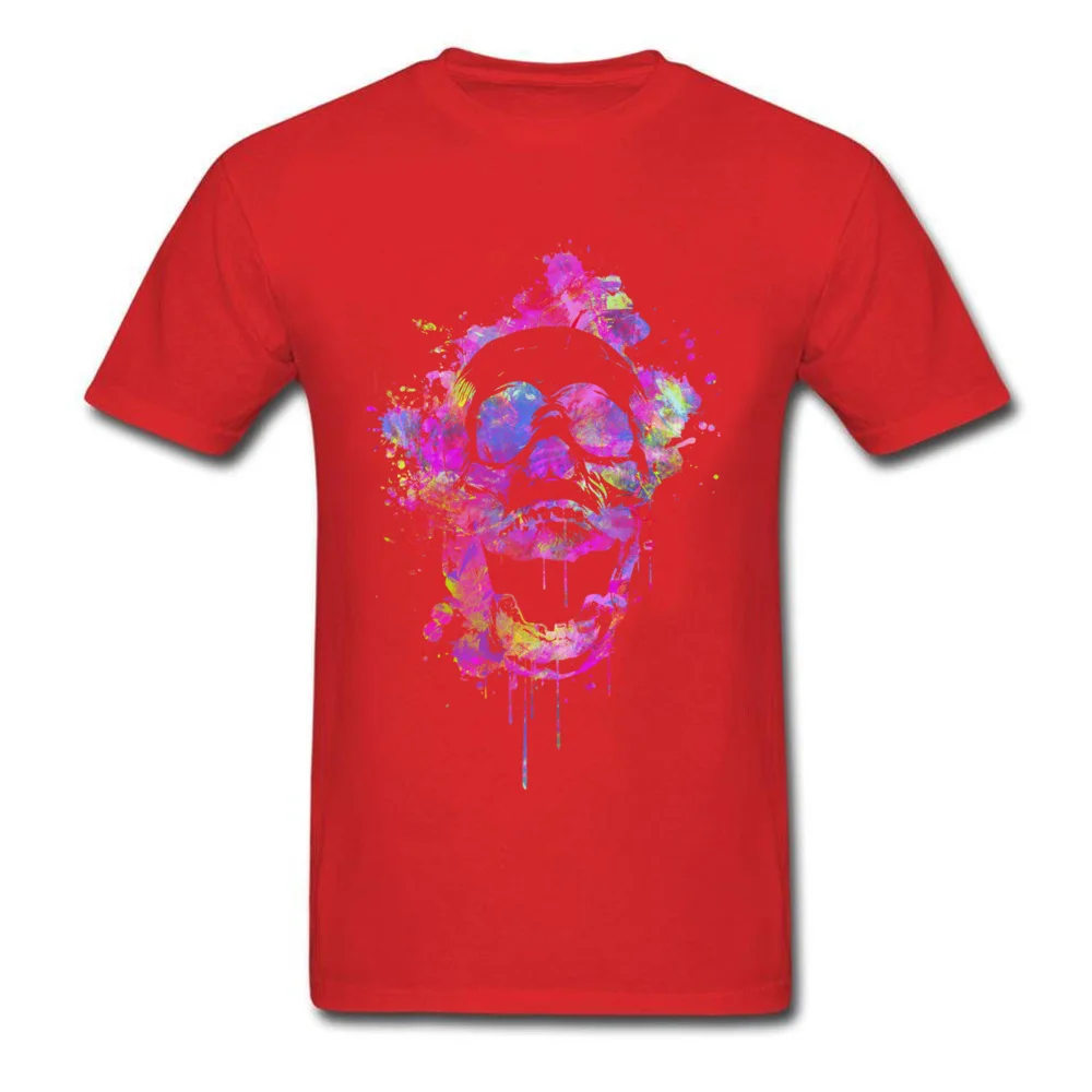Cool  Trendy Pink Watercolor Skull_red