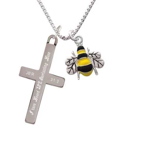 Enamel Bee - Everlasting Love - Cross Necklace (1)