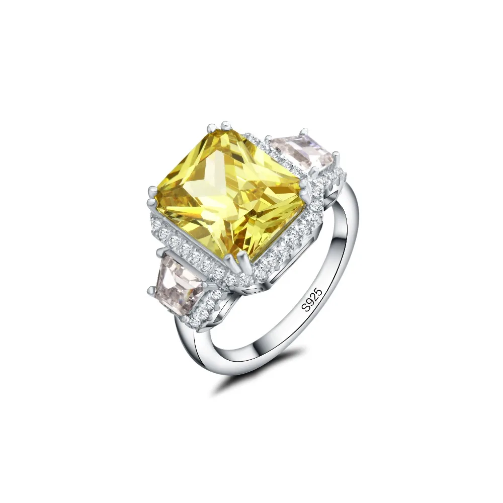 

Trendy Yellow Pink Alluring Solid Silver Color CZ Princess Cut Newest Jewelry Gift For Woman's Ring Size 6 7