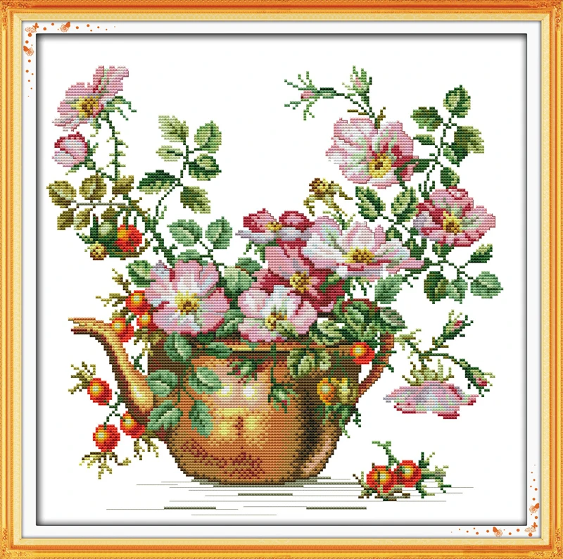 

The pottery vase counted printed on fabric DMC 14CT 11CT Cross Stitch kitsembroidery needlework Sets Home Decor