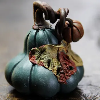

Boutique Yixing Purple Clay Ore Green Mud Pumpkin Tea Pet Kung Fu Tea Set Handmade Crafts Figurines Ceramic Home Decor Ornament