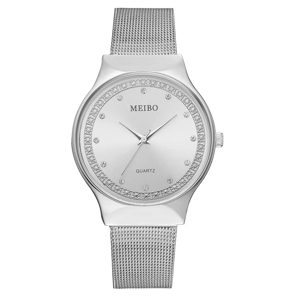Для женщин Классические кварцевые наручные часы с сетчатым сплав ремешок изысканный Повседневное часы LL @ 17