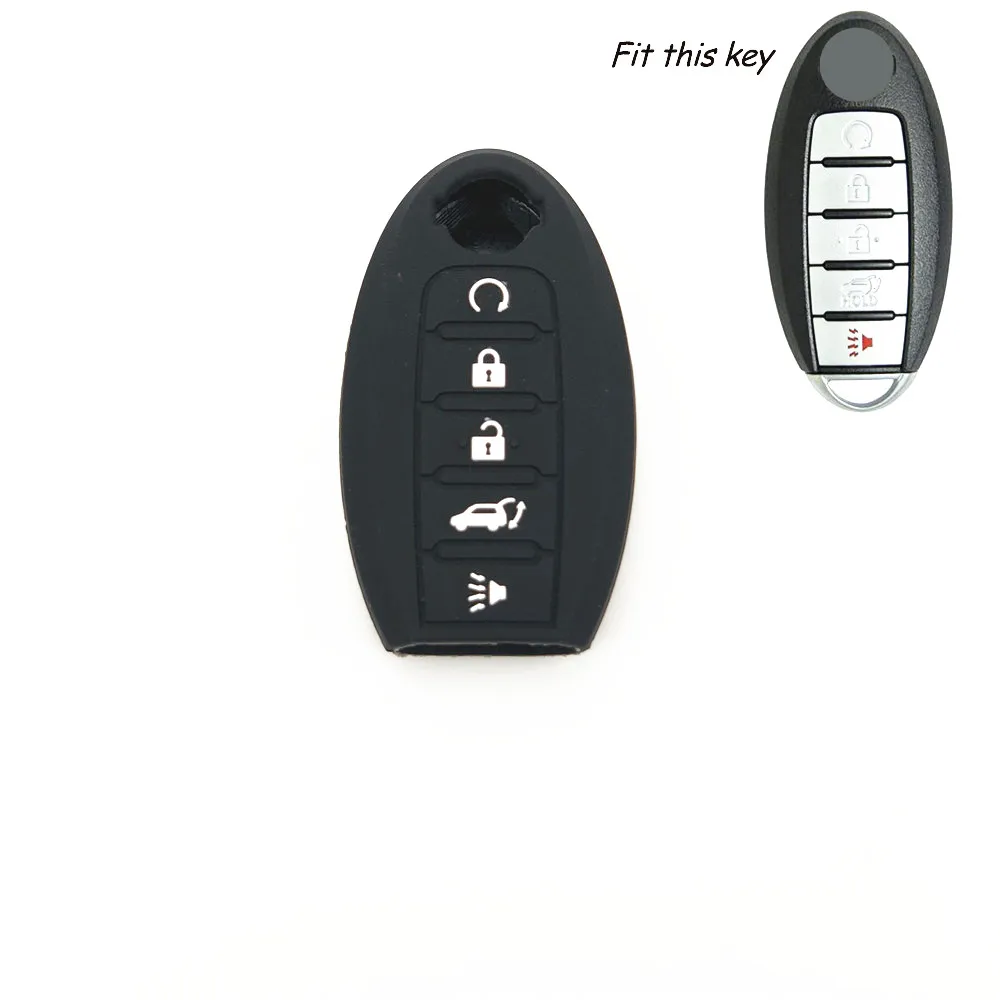 5 Button Black Silicone Skin case Remote Smart Key Cover Shell For Nissan Altima