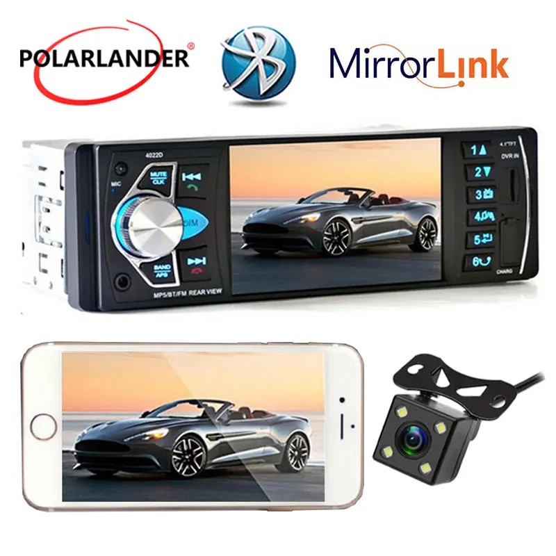 Автомагнитола с экраном 4 1 дюйма Full HD автомобильное радио зеркальной связью для
