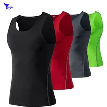 Майка для бега, Мужская компрессионная майка для бега, базовый слой, эластичная рубашка без рукавов, для спортзала, фитнеса, бодибилдинга, быстросохнущая майка