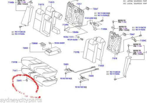 Фиксатор заднего сиденья X 1 только 72693-12080 для TOYOTA NEW