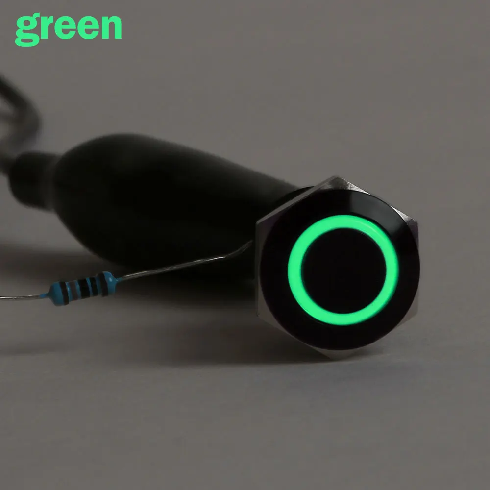 Черный 12v 4 Pin 12mm светодиодный светильник питания Алюминиевый металлический кнопочный Мгновенный переключатель Водонепроницаемая фиксация переключатель автомобильный аксессуар - Цвет: green