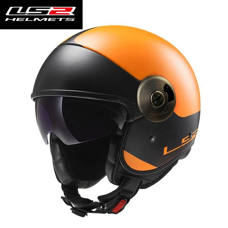 LS2 волокна армированных пластиков с открытым лицом шлем мотоцикл Винтаж Capacetes Ретро OF597