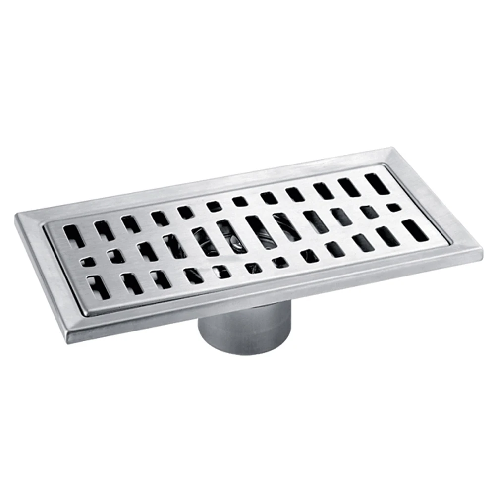 

Strainer Tile Insert Home Shower Hair Catcher Cover Easy Clean Floor Drain Bathroom Grates Stainless Steel Rectangle Accessories