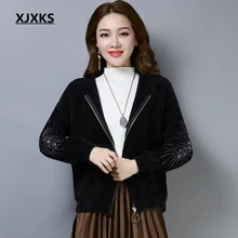 XJXKS chamarras de mujer осеннее женское модное пальто с капюшоном удобная женская куртка на молнии ulzzang harajuku