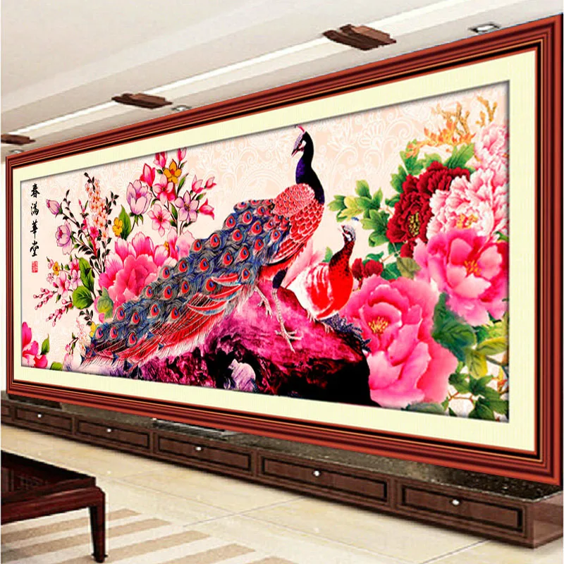 

Peacock peony Patterns Cross stitch Sets For Embroidery painting DIY Precise Printed Counted Cross-Stitching kits needlework