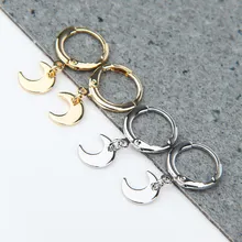 Трендовые серебряные маленький золотого цвета, серьги-кольца в виде звезды и Луны для женщин,, Серьги Для Пирсинга Ушей, простые очаровательные ювелирные изделия