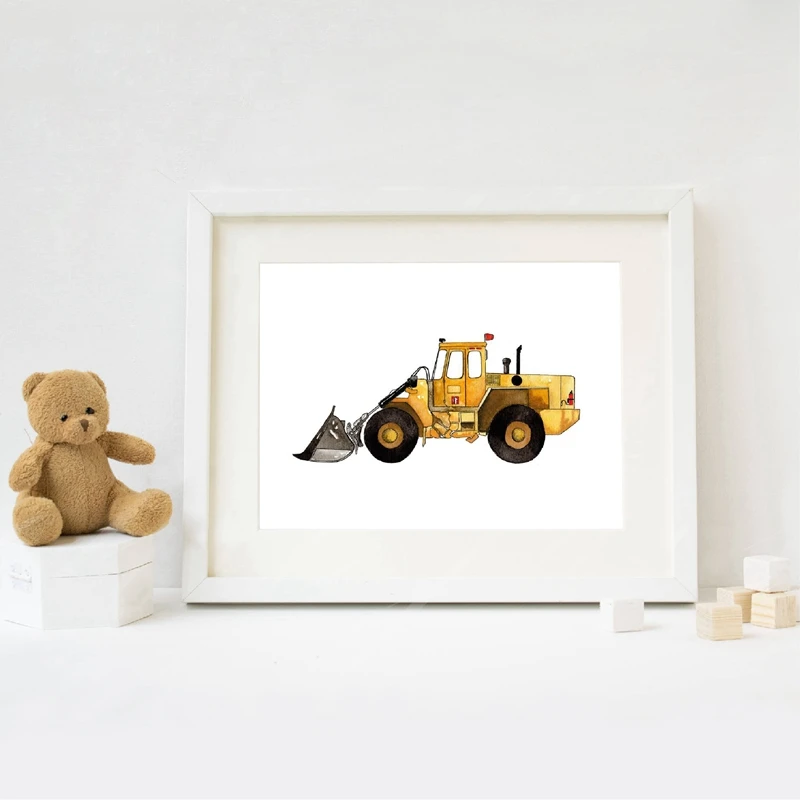 Construction Vehicle Canvas Art Prints Boys Room Decor