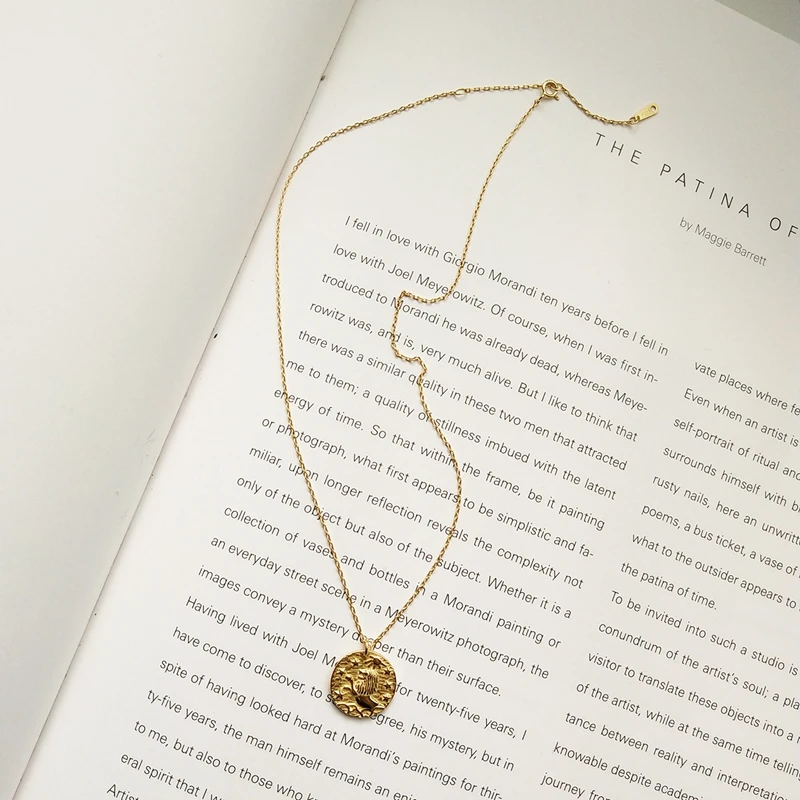925 sterling silver Baroque lion necklace women gold round dream Baroque constellation necklace for women charm jewelry