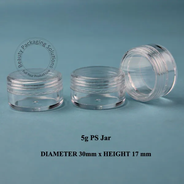 

100PCS/LOT Wholesale 5g PS Cream Jar Plastic Mini 5ml Cosmetic Empty Container Pot Small Sample Bottle 1/6OZ Sub-bottling Vial