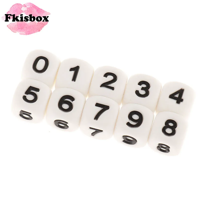 Fkisbox 20PCS Baby Silicone Teething Beads Arabic Numeralsbpa Free  Food Grade Silicone Teethers  Beads For Necklaces Set