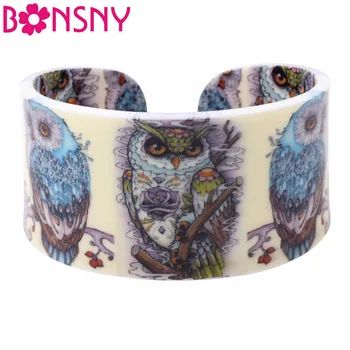 

Bonsny Acrylic Wide Love Owl Bangles Bracelet Jewelry For Women 2017 New Animal Jewelry Spring Summer Accessories Gifts Bijoux