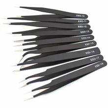 9 шт. антистатические ESD пинцеты из нержавеющей стали инструменты для технического обслуживания промышленные прецизионные изогнутые прямые пинцеты Инструменты для ремонта