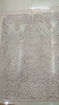 

hot sale glued glitter African Tulle Lace Fabric SH-6659.