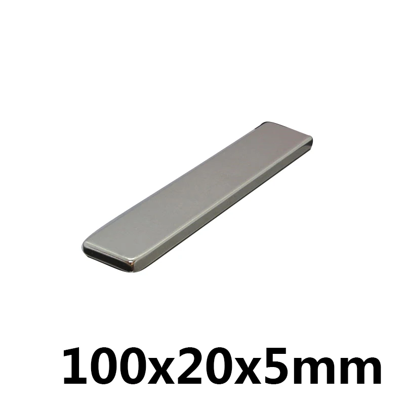 1 шт. неодимовый магнит 100x20x5 редкоземельный сильный блок постоянный 100*20*5 мм