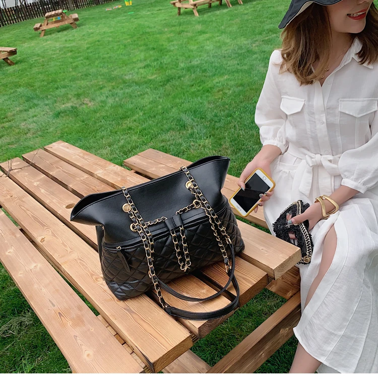 Elegant Female Large Tote Bag New Quality PU Leather Women's Designer Handbag High capacity Chain Shoulder Messenger Bag